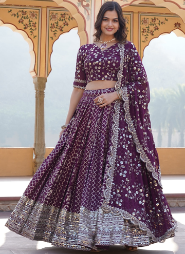 Viscose Jacquard Sequence Work Trending Wine Lehenga Choli